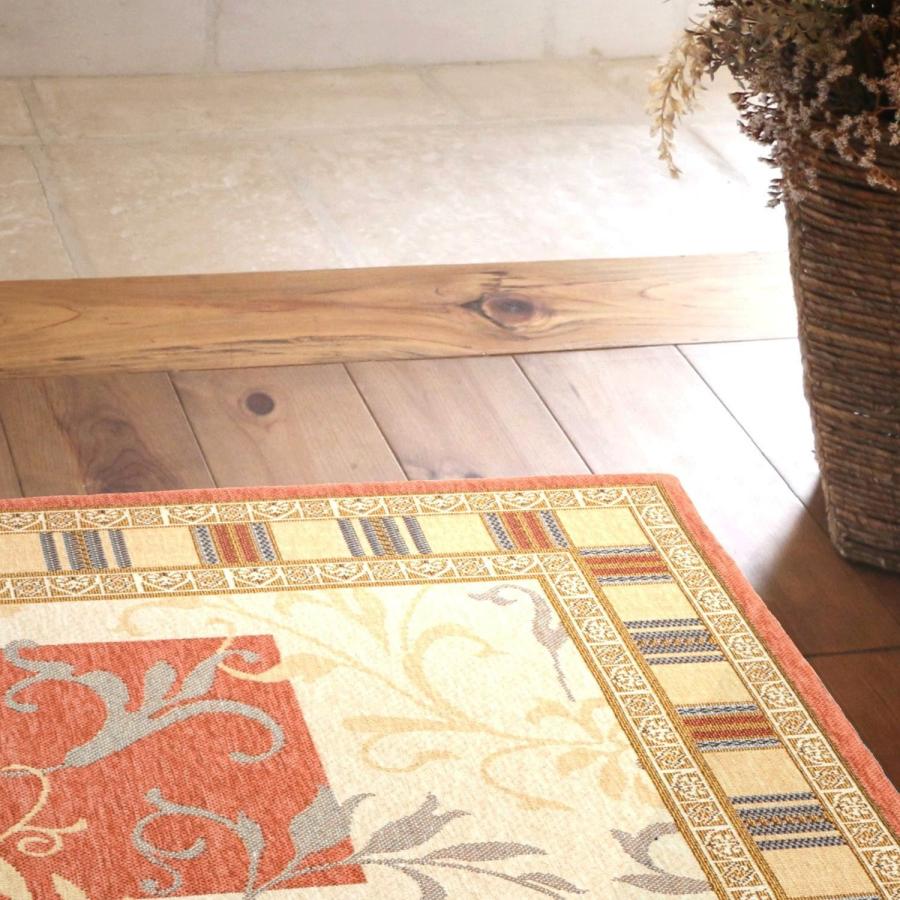 玄関マット 屋内 60×90cm （プラドOR） 洗える アンティーク オレンジ