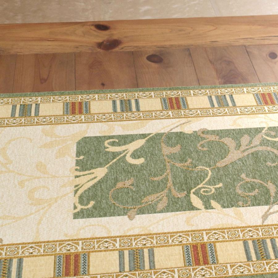 玄関マット 屋内 60×90cm （プラドGN） 洗える アンティーク グリーン