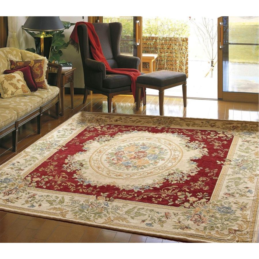 ラグ 大きめ 230×230cm (パレスWI) アンティーク レッド 花柄 ラグ 大きめ 230×230cm (パレスWI) アンティーク レッド 花柄