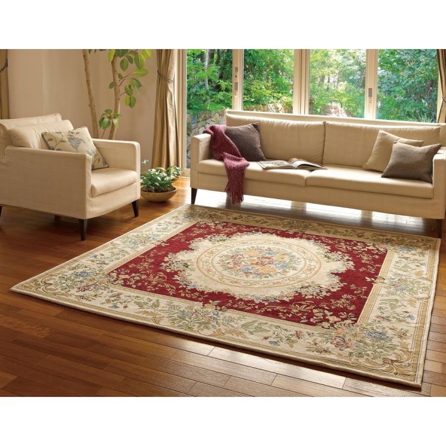 ラグ 大きめ 230×230cm (パレスWI) アンティーク レッド 花柄 ラグ 大きめ 230×230cm (パレスWI) アンティーク レッド 花柄