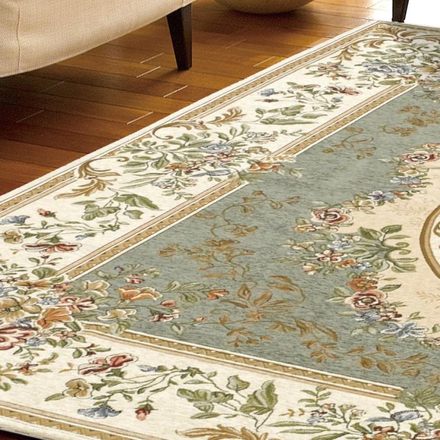 ラグ 大きめ 230×330cm （パレスGN） アンティーク グリーン 花柄