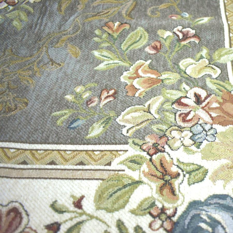 ラグ 2畳 200×200cm （パレスGN） アンティーク グリーン 花柄