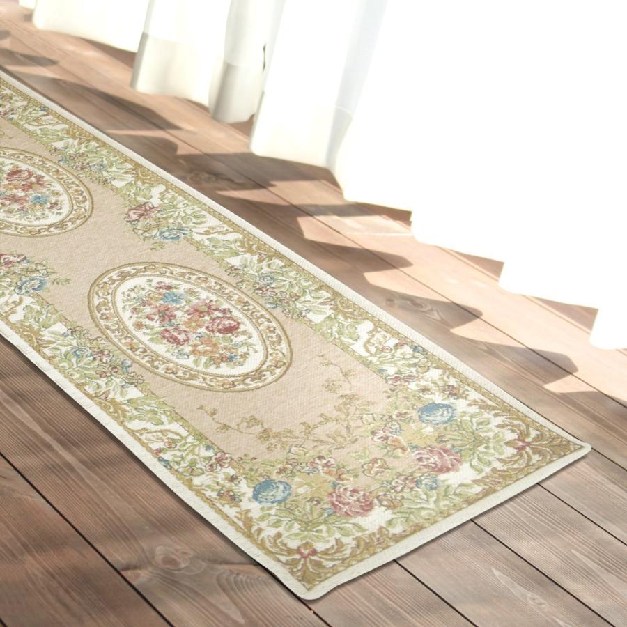 玄関マット 屋内 34×120cm （パレス） 上がり框 洗える アンティーク