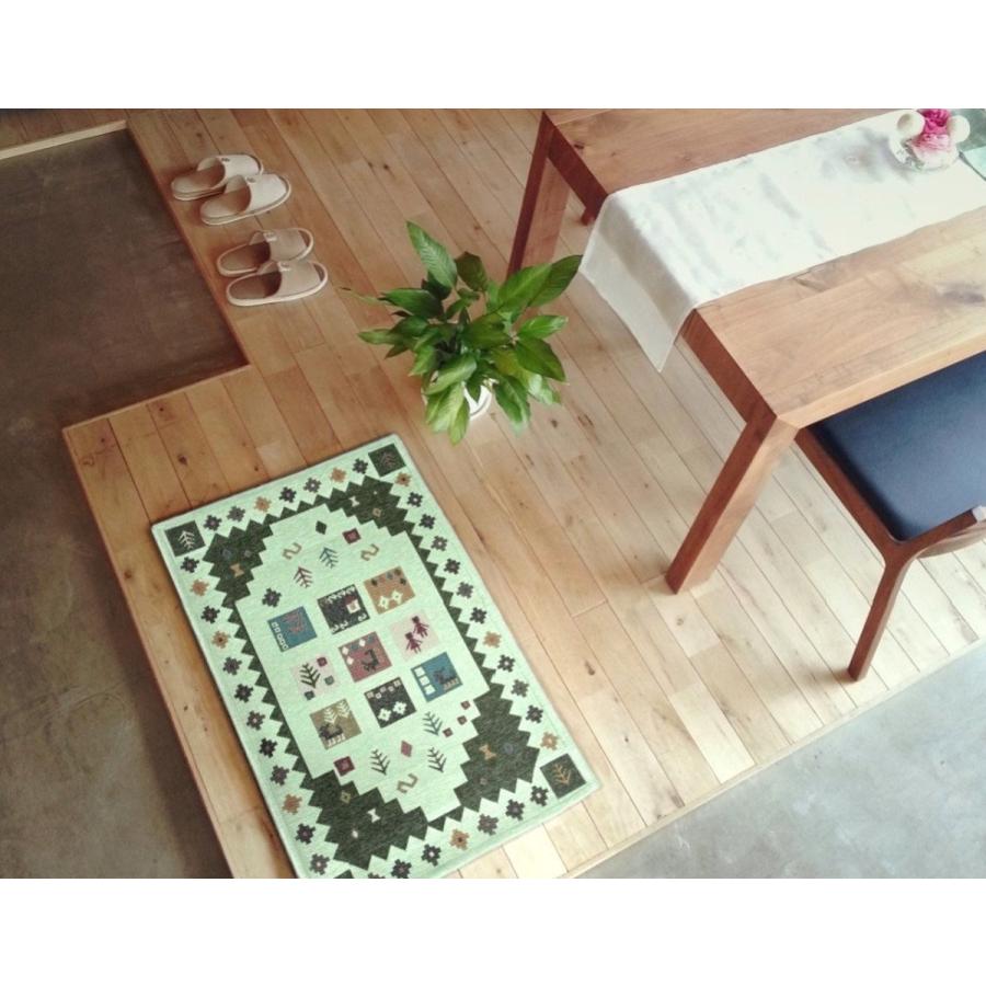 玄関マット 屋内 70×120 （ドルフGN） 洗える 大きめ ギャベ柄 