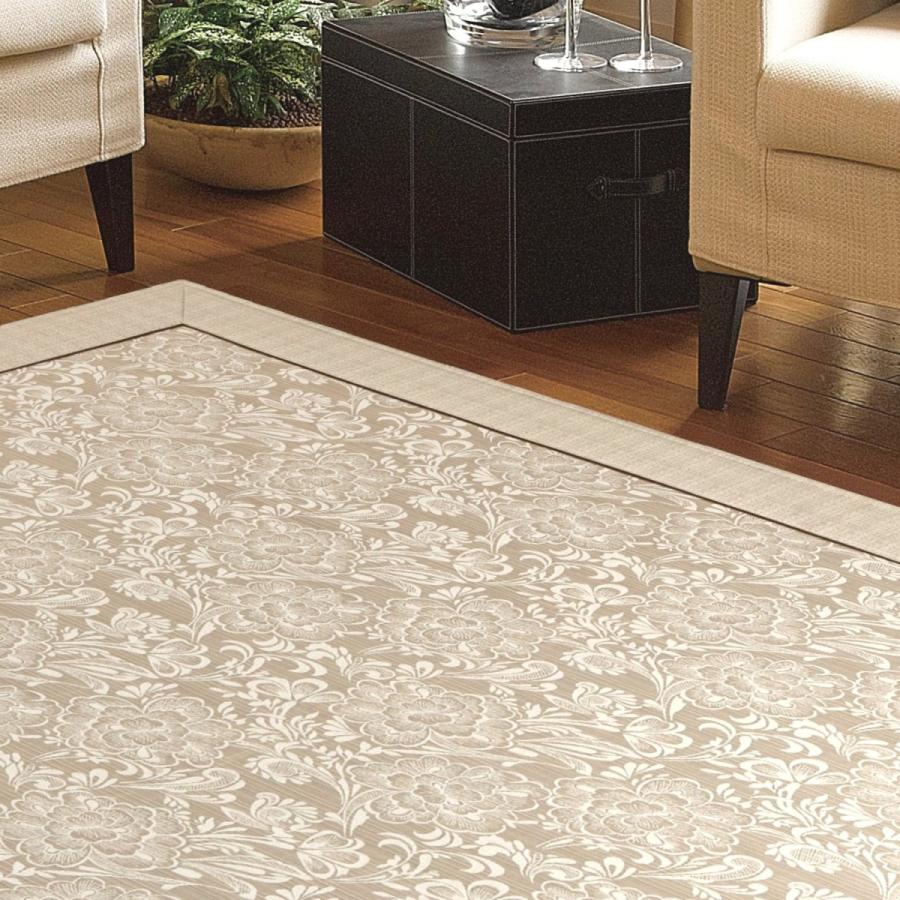 ラグ 2畳 洗える 185×185cm （ミラBE） アンティーク ベージュ 花柄