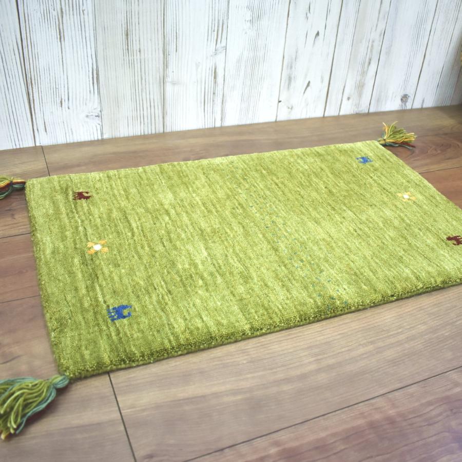 玄関マット 90×150cm (インドギャッベ) 屋内 ウール100％ シンプル