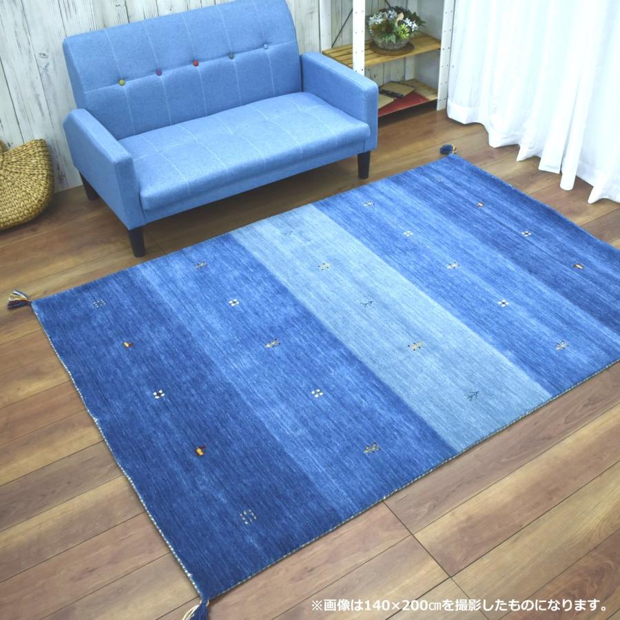 ギャッベ ラグ 200×250cm (インドギャッベ) ギャベ 絨毯 手織り 段通 ラグマット カーペット ウール100％ シンプル オレンジ ブルー グリーン 3畳｜lulube｜10