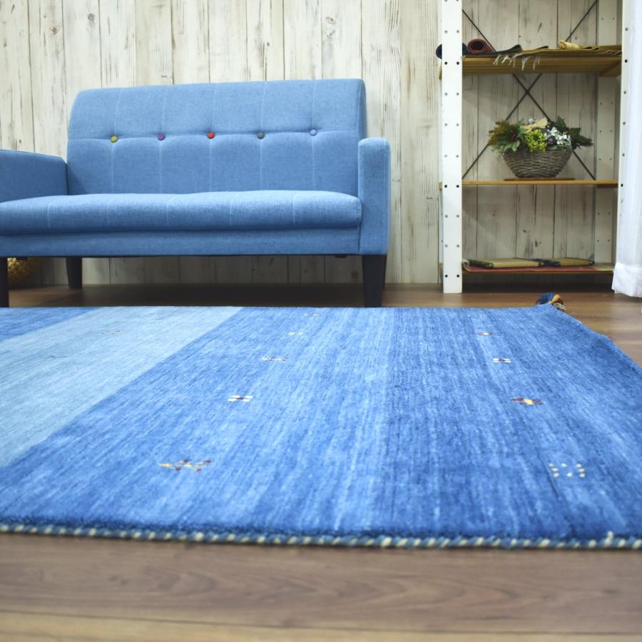 ギャッベ ラグ 200×250cm (インドギャッベ) ギャベ 絨毯 手織り 段通 ラグマット カーペット ウール100％ シンプル オレンジ ブルー グリーン 3畳｜lulube｜11