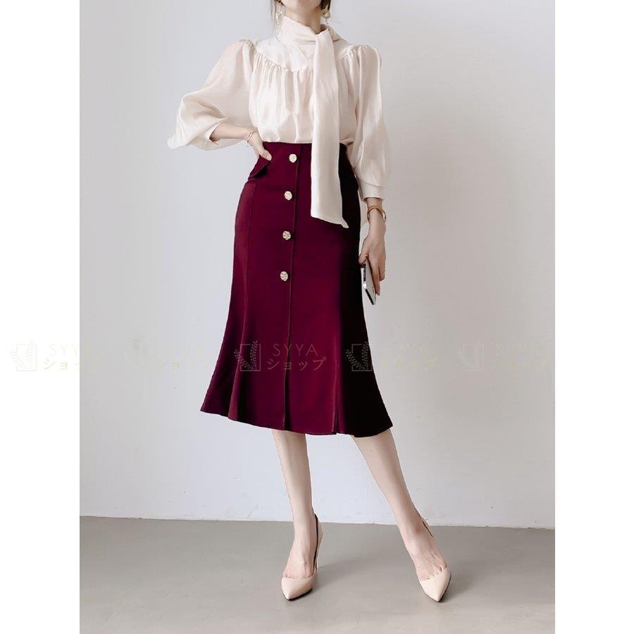 ブラウス レディース 上品 ギャザー スカーフ バルーン袖 長袖 無地 30代 40代 ファッション 高級感 高品質 春秋物 新作 15秋冬新作