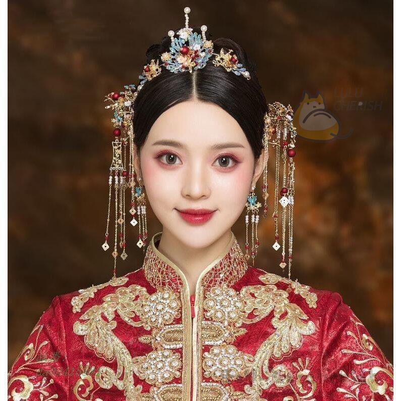髪飾り7点セット中国古代宮廷風ヘアアクセサフリンジかんざし カチューシャ イヤリング豪華中華道具 二点 Lj15 チェリッシュ Cherish 通販 Yahoo ショッピング
