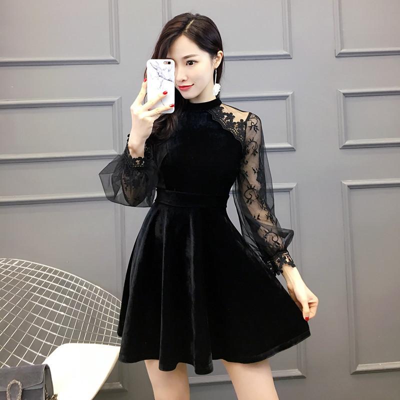 パーティードレス 結婚式 20代 プチプラ レース 切り替え ワンピース