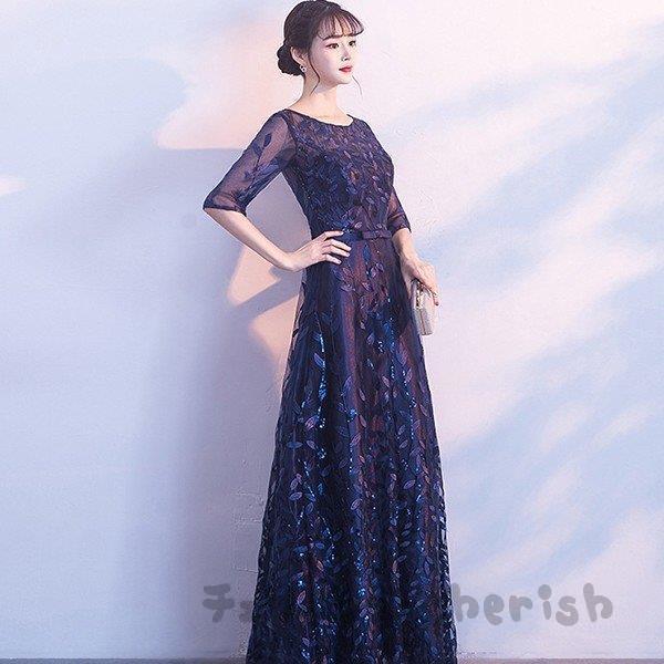 パーティードレス 結婚式 40代 30代 ロング 袖あり 半袖 韓国風 大きいサイズ フォーマルドレス レースワンピース お呼ばれ 二次会 披露宴 謝恩会 上品 着痩せ 大人気の