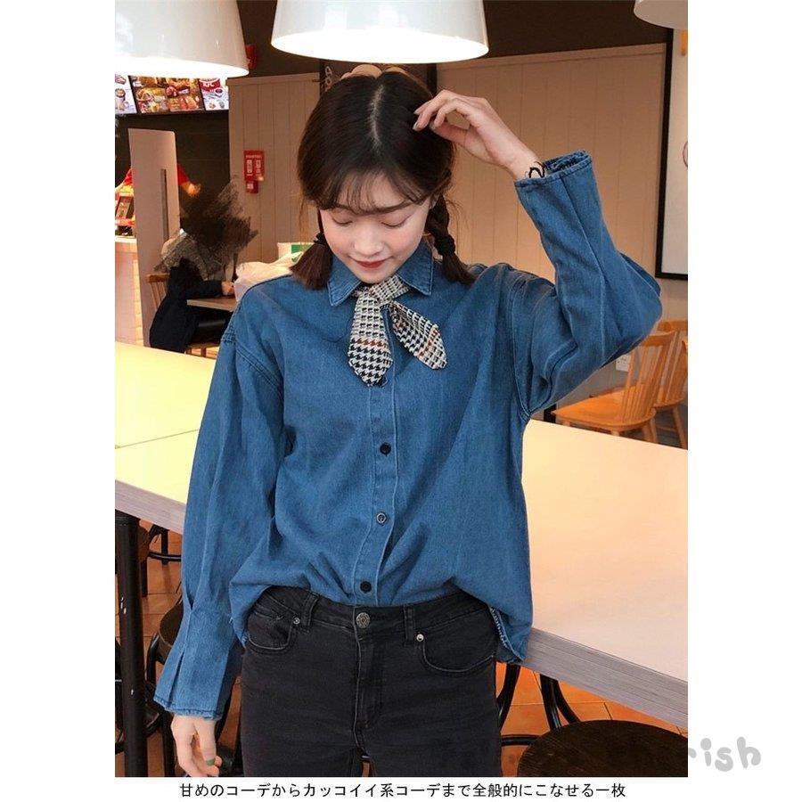 シャツ ネクタイの２点セット レディース シャツ デニム 長袖 女性用 デニムシャツ ゆったり トップス 着まわし 着やせ 卒業式 Nz Wl1 チェリッシュ Cherish 通販 Yahoo ショッピング