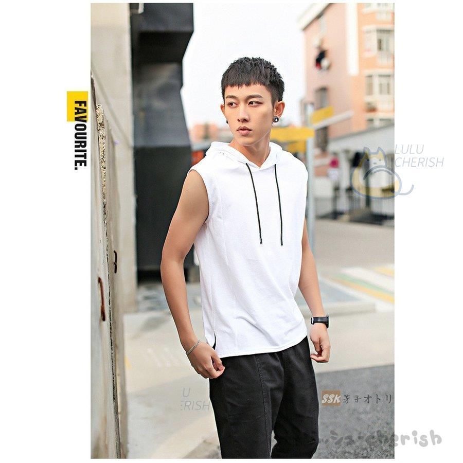 メンズパーカー メンズ ベスト パーカー ノースリーブ フード付き 無地 サマー スウェット スポーツ 春服 部屋着 Nz1 チェリッシュ Cherish 通販 Yahoo ショッピング