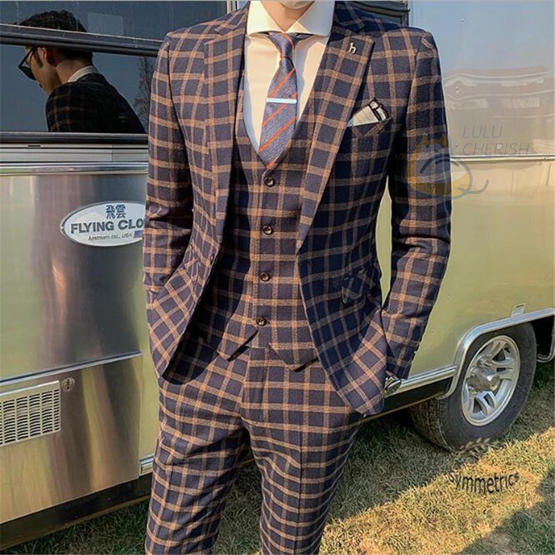ビジネススーツ メンズ スリーピーススーツ チェック柄 結婚式 3ピーススーツ ブレザー スーツセット カジュアルスーツ ベスト付き 通勤 Nz1 チェリッシュ Cherish 通販 Yahoo ショッピング