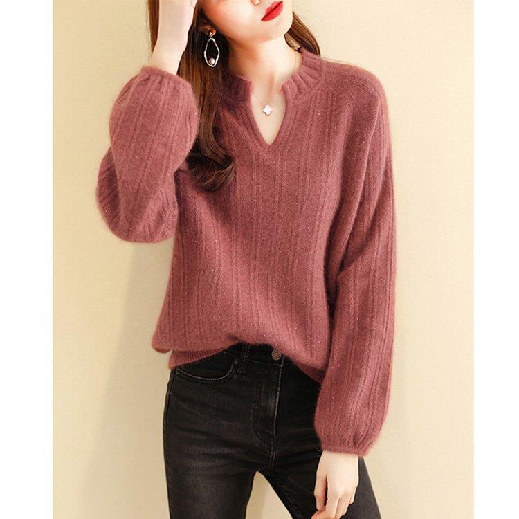 レディースファッション エクルベージュ ニットトップス レディース 秋冬 40代 長袖トップス 無地セーター Vネック ニットインナー ショット丈 プルオーバー ゆったり 韓国風 オシャレ 大人上品 Bogrisgyij Tritop Com Br