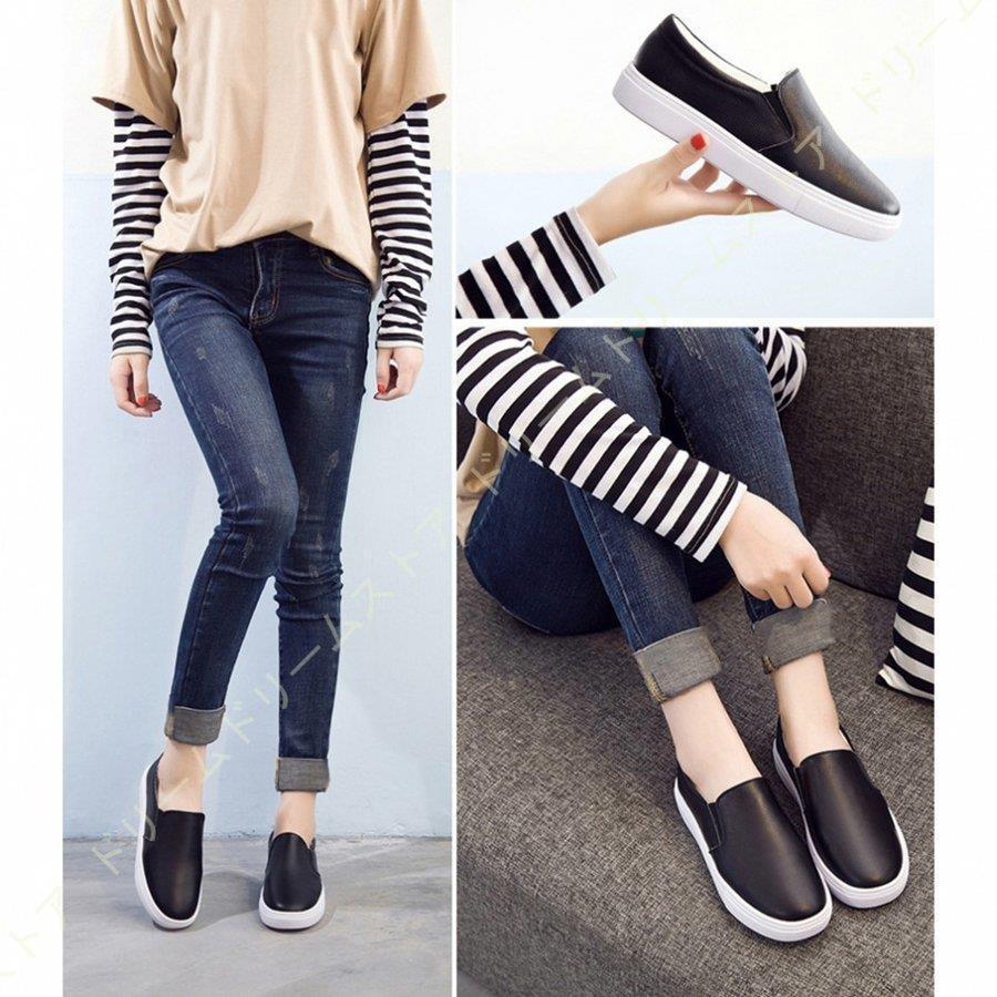 即納 スニーカー レディース 厚底 本革 スリッポン 軽量 おしゃれ 歩きやすい 履きやすい 白 黒 ローファー ぺたんこ靴 ママシューズ カジュアルシューズ 厚底 おしゃれ Idealabodes Com