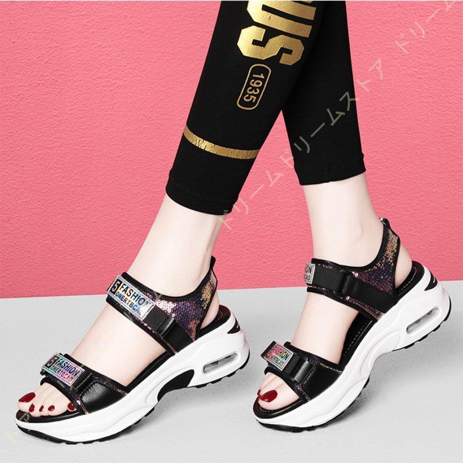 サンダル スポーツサンダル レディース 厚底 ベルト 美脚 ヒール