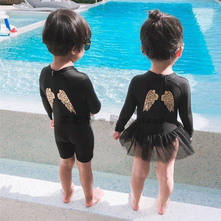 子供水着 女の子  男の子 ワンピース型水着 長袖 体型カバー 韓国風  水着 可愛い 女の子 スイムウェア 温泉 スイムウエア ビーチ 子ども