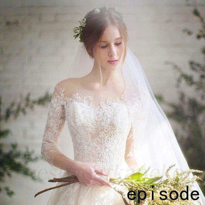 ウェディングドレスAライン 結婚式 二次会 ホワイト 花嫁 プリンセスドレス 白ドレス ロングドレス 披露宴 挙式 演奏会 新婦ドレス  袖あり20代30代40代50代 :huawuyu-1125-drs285:エピソード-episode - 通販 - Yahoo!ショッピング