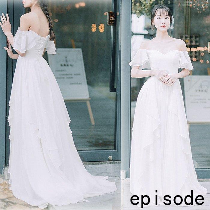 開店記念セール 白ワンピース 花嫁 二次会 結婚式ロングドレス ウェディングドレス 新品 Aライン シンプル パーティードレス 着痩せ 人気 編み上げ式 撮影 海外挙式 安い Aライン お客様に快適なネットショッピング体験出来ように 何か改善意見があれば教えて