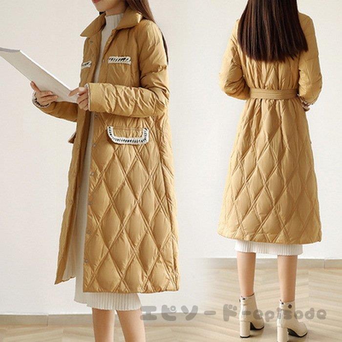 最大79 オフ 19冬新作 レディース 丸襟 キルティング ダウンコート 膝下丈 暖かい ボタン