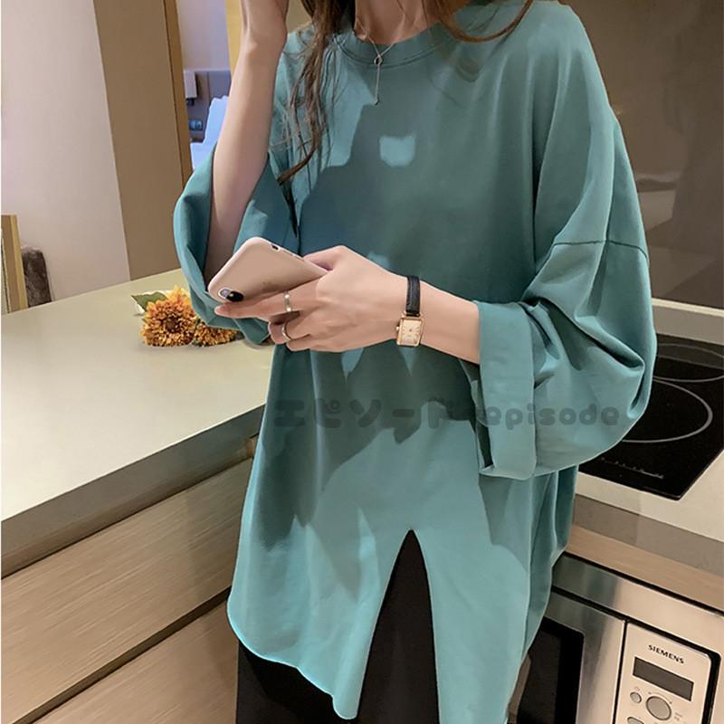 ロングtシャツ レディース トップス ロング丈 長袖 七文袖 丸首 ドロップショルダー 無地tシャツ ゆったり ゆるtシャツ プルオーバー カットソー ロンt 春秋 Xkcs Zbl Z エピソード Episode 通販 Yahoo ショッピング