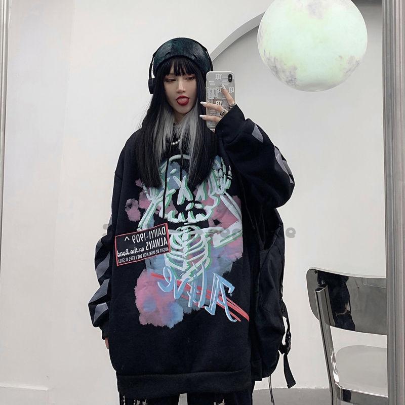 長袖パーカー トップス レディースファッション 病みかわいい 韓国風 原宿系 ストリート系 プリント 大きいサイズ フード付き 春秋冬 ブラック Xktx Zbl Z エピソード Episode 通販 Yahoo ショッピング