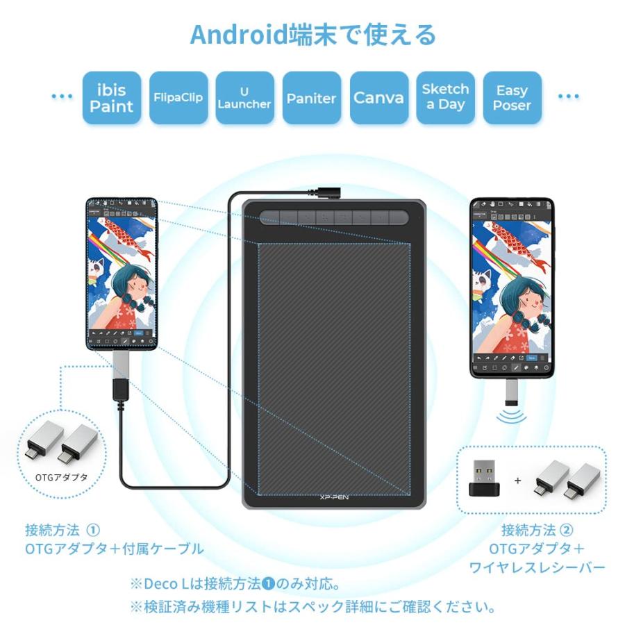 XPPen ペンタブ Deco LW ワイヤレス Bluetooth対応 板タブ ペン