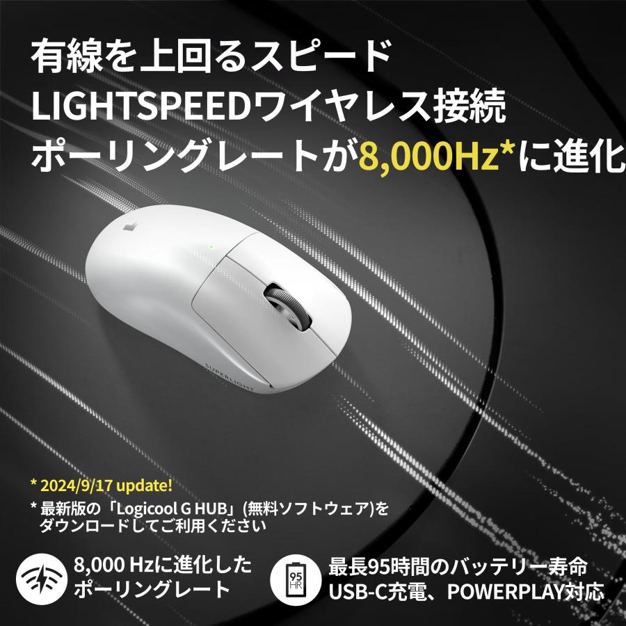 Logicool G 8000Hz ポーリングレート PRO X SUPERLIGHT 2 ワイヤレス