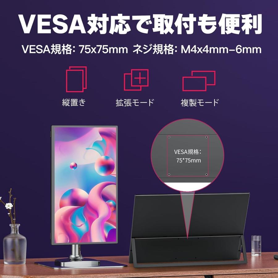 モバイルモニター 18.5インチ 自立型 100hz高速応答 100%広色域 FHD