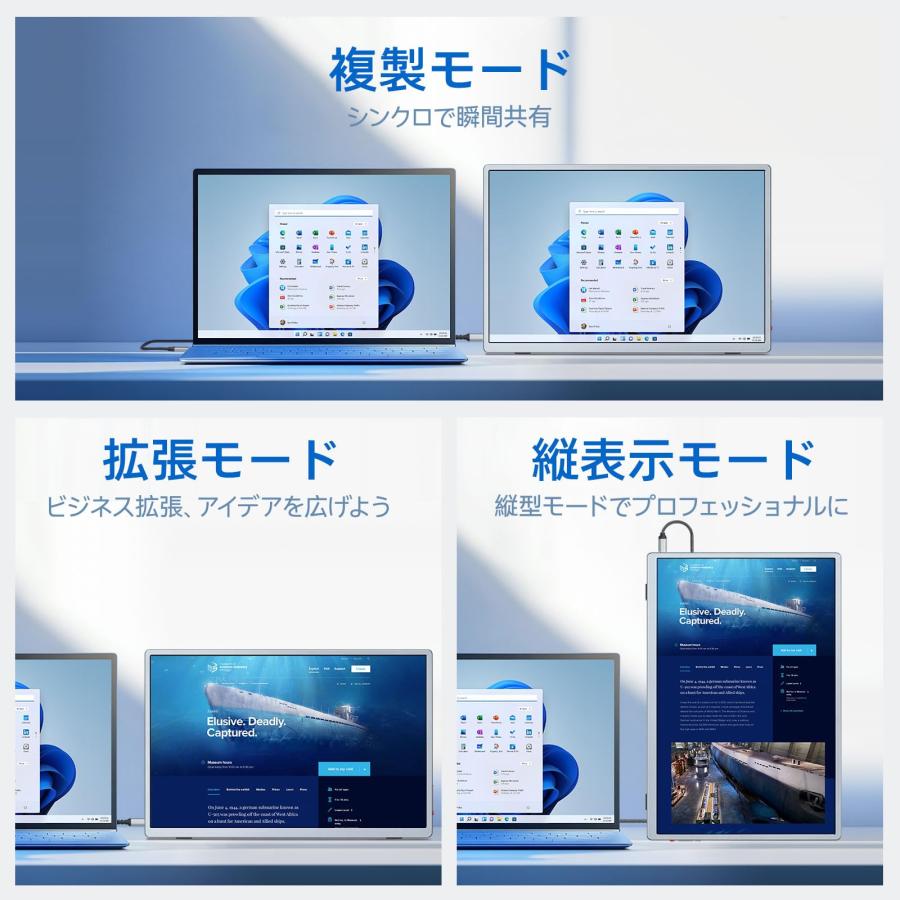 Intehill モバイルモニター 4k 13.4 インチ IGZOスクリーン 黄金比16
