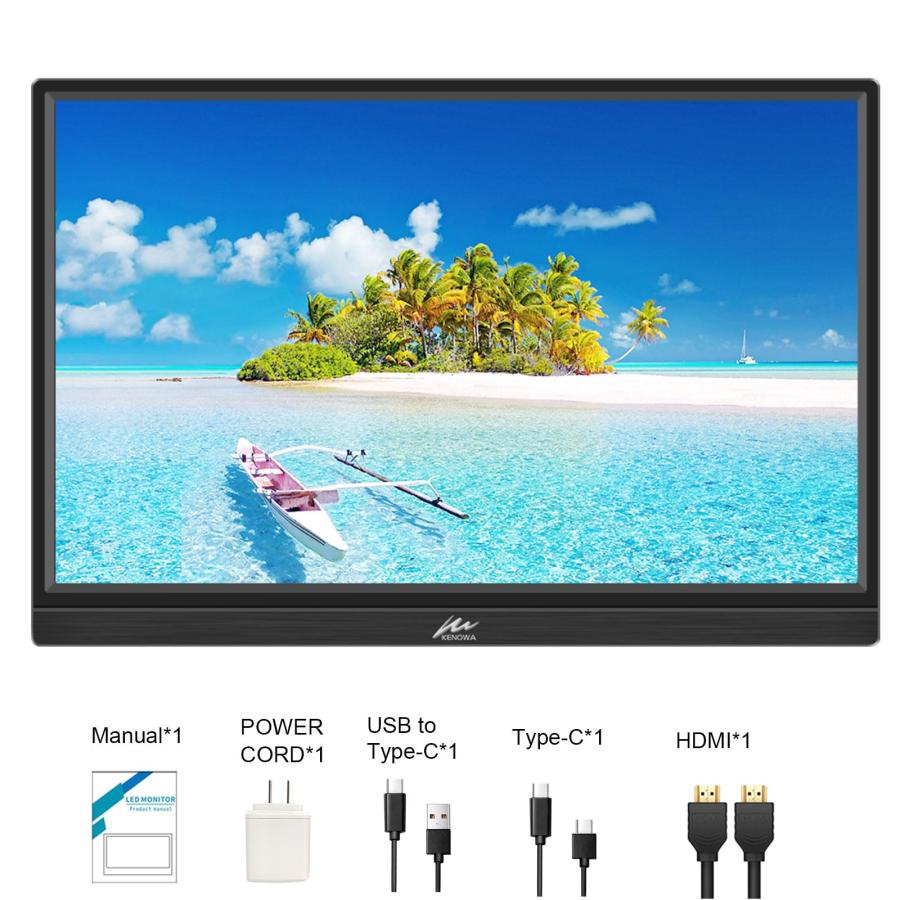 モバイルモニター 16インチ Kenowa 1920x1200 IPSパネル モバイルモニター 16インチ Kenowa 1920x1200 IPSパネル 178°全視野
