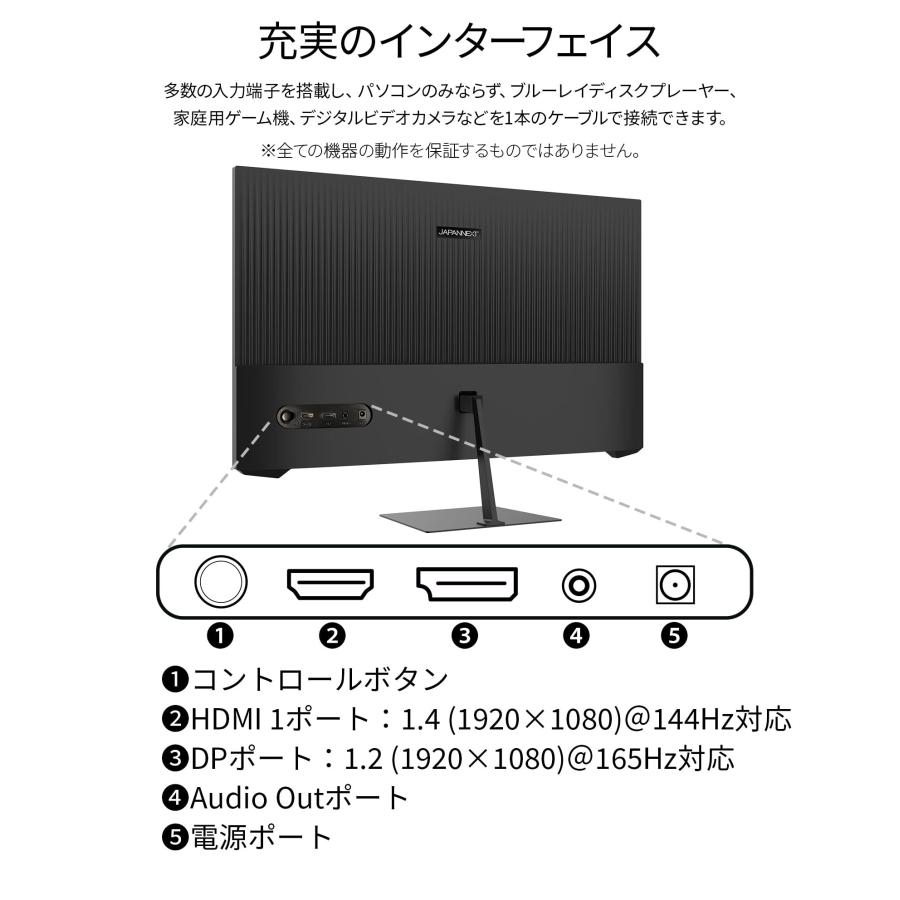 JAPANNEXT 27インチ ゲーミングモニター 165Hz 1ms フルHD 1920x1080