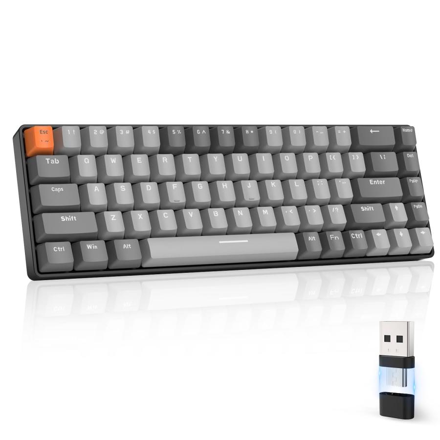 Bluetoothワイヤレス ゲーミングキーボード 無線 小型 赤軸K68