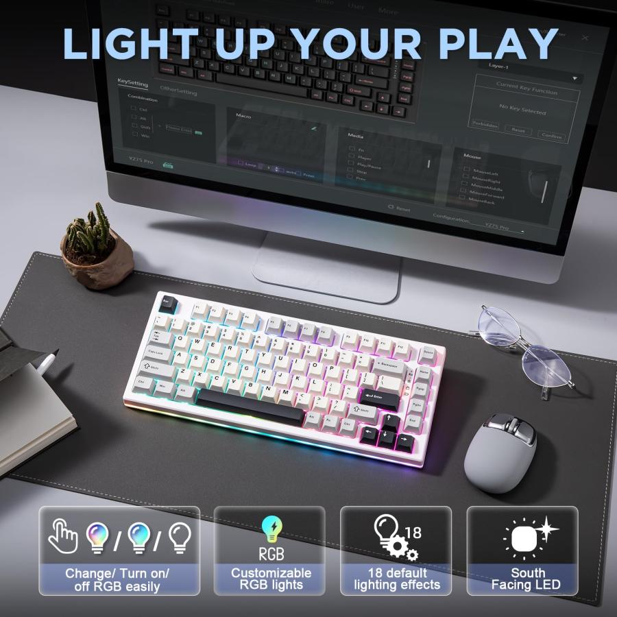 YUNZII YZ75 75% ホットスワップ対応ワイヤレスゲーミングキーボード