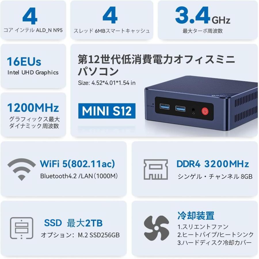 Beelink 第12世代Intel Alder Lake-N95プロセッサー（最大3.40GHz） Wi-11 ミニ_3