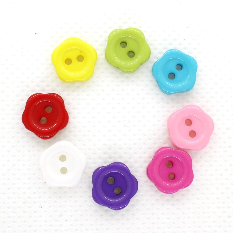 プラスチックボタン カラフル花型 10mm ミックス30個 ab-238 : ルルル