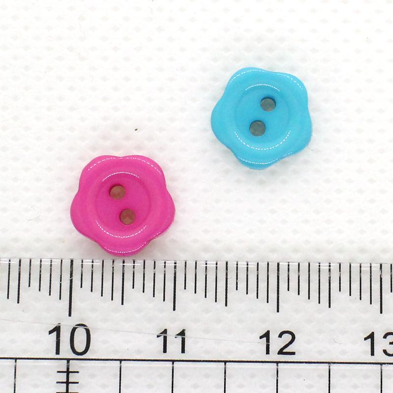 プラスチックボタン カラフル花型 10mm ミックス30個 ab-238 : ルルル