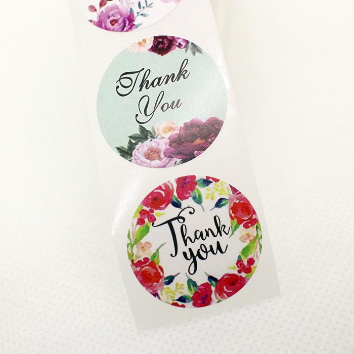 サンキューシール ラッピング Thankyou 100枚（カラフル花ミックス）ab-321｜lululumarket｜02