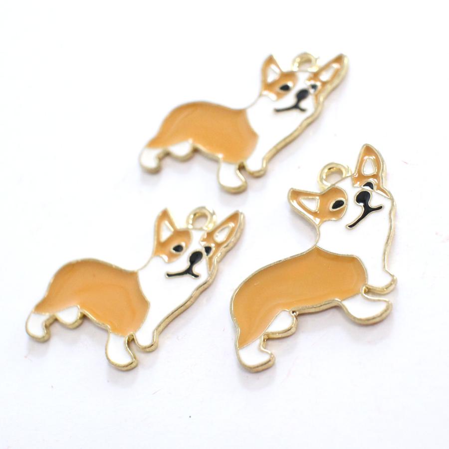 【完売】ウェルシュコーギー　チャーム チャーム ウェルシュ・コーギー（茶） 4個 ab-378 : ルルルマーケット