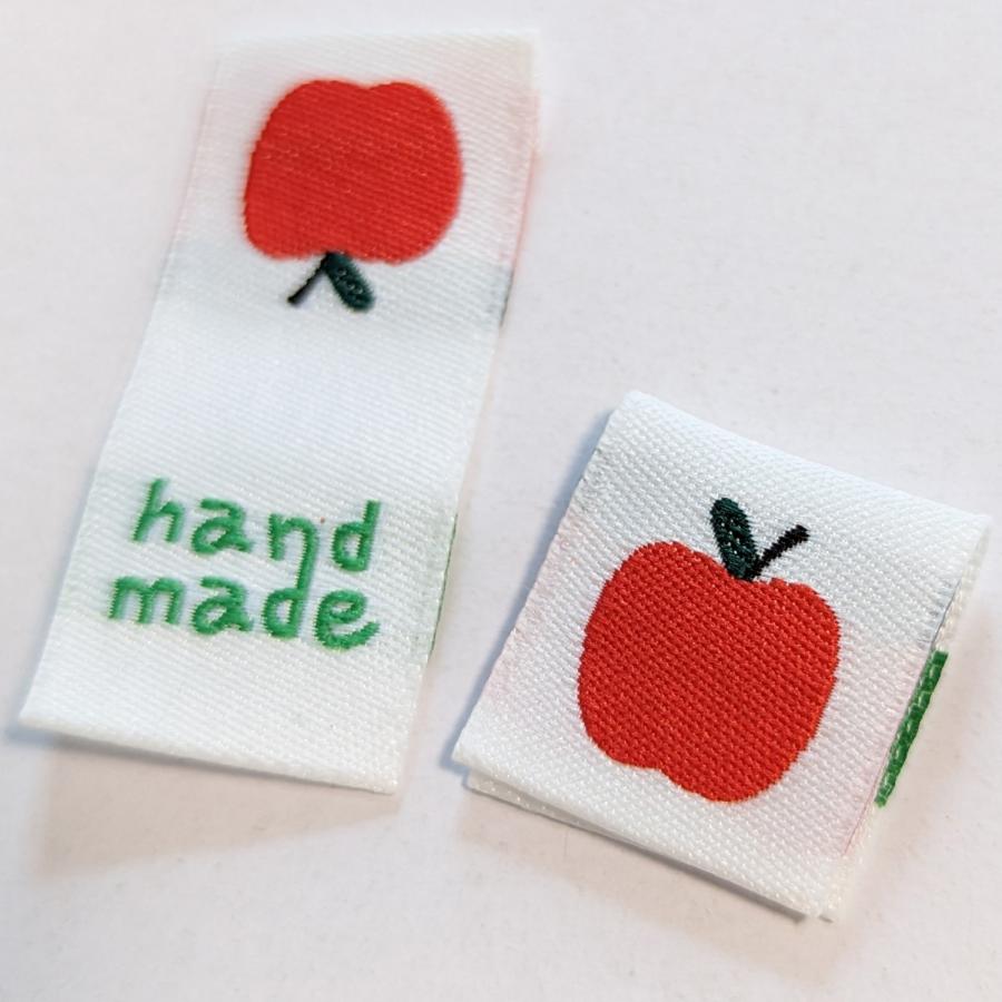 刺繍タグ（りんご）18枚 挟み込み 折り込みタグ 布タグ 幅20mm ab-488  