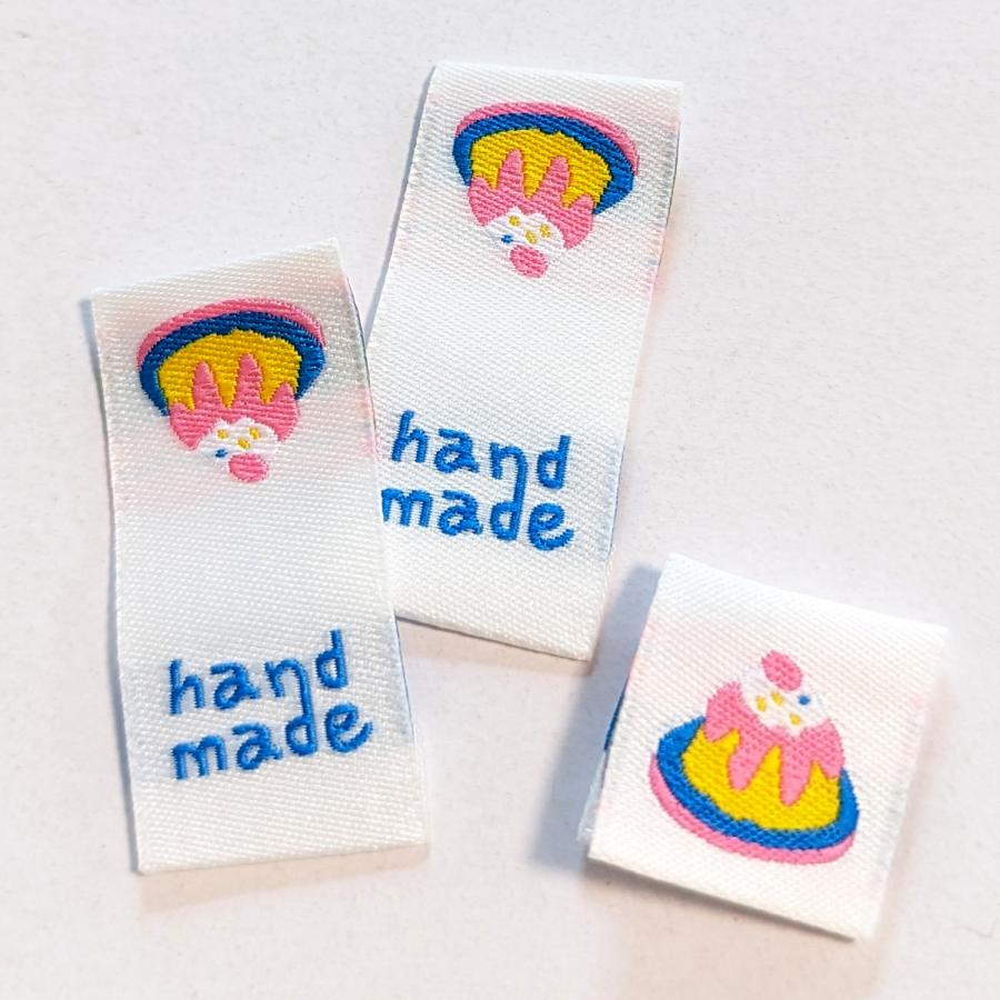 刺繍タグ（りんご）18枚 挟み込み 折り込みタグ 布タグ 幅20mm ab-488