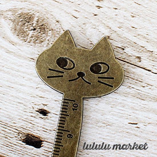 猫の定規 ものさし 目盛り10cm（アンティークゴールド）ad-069 : ad 