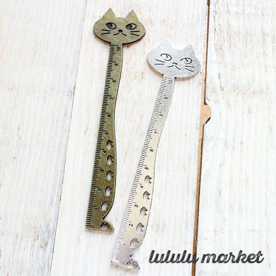 猫の定規 ものさし 目盛り10cm（アンティークゴールド）ad-069 : ad 