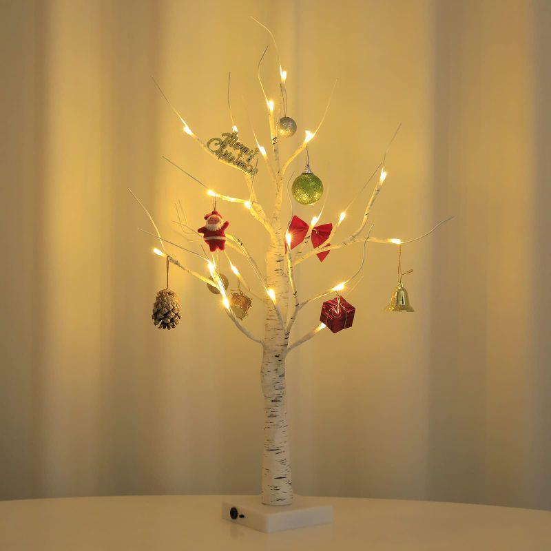 GNIXLING 23.6インチ フェアリーライトツリー クリスマス装飾 卓上盆栽ナイトライト 寝室装飾 ホームデコレーション 電池式 クリ