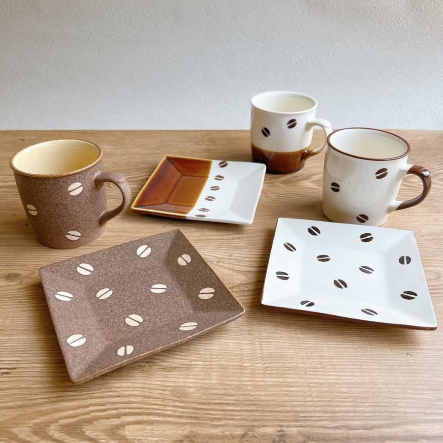 お皿 コーヒー豆柄 スクエアプレート 四角い BEANS 2 美濃焼 日本製