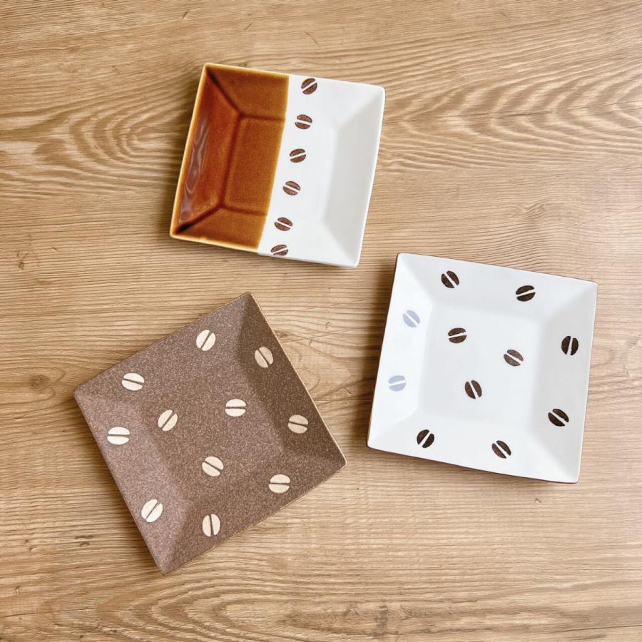 お皿 コーヒー豆柄 スクエアプレート 四角い BEANS 2 美濃焼 日本製