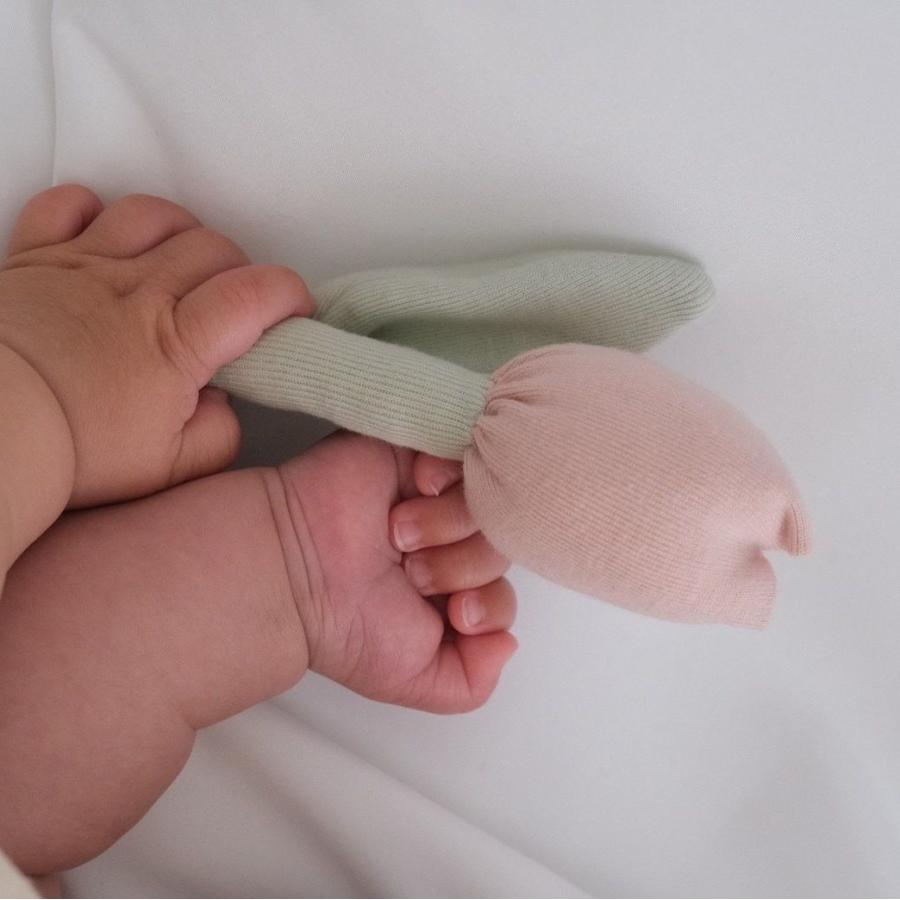 Lien de famille おはなのラトル 赤ちゃんのガラガラ 布製 日本製 リヤンドファミーユ フラワー チューリップ ガーベラ｜lulumina｜16