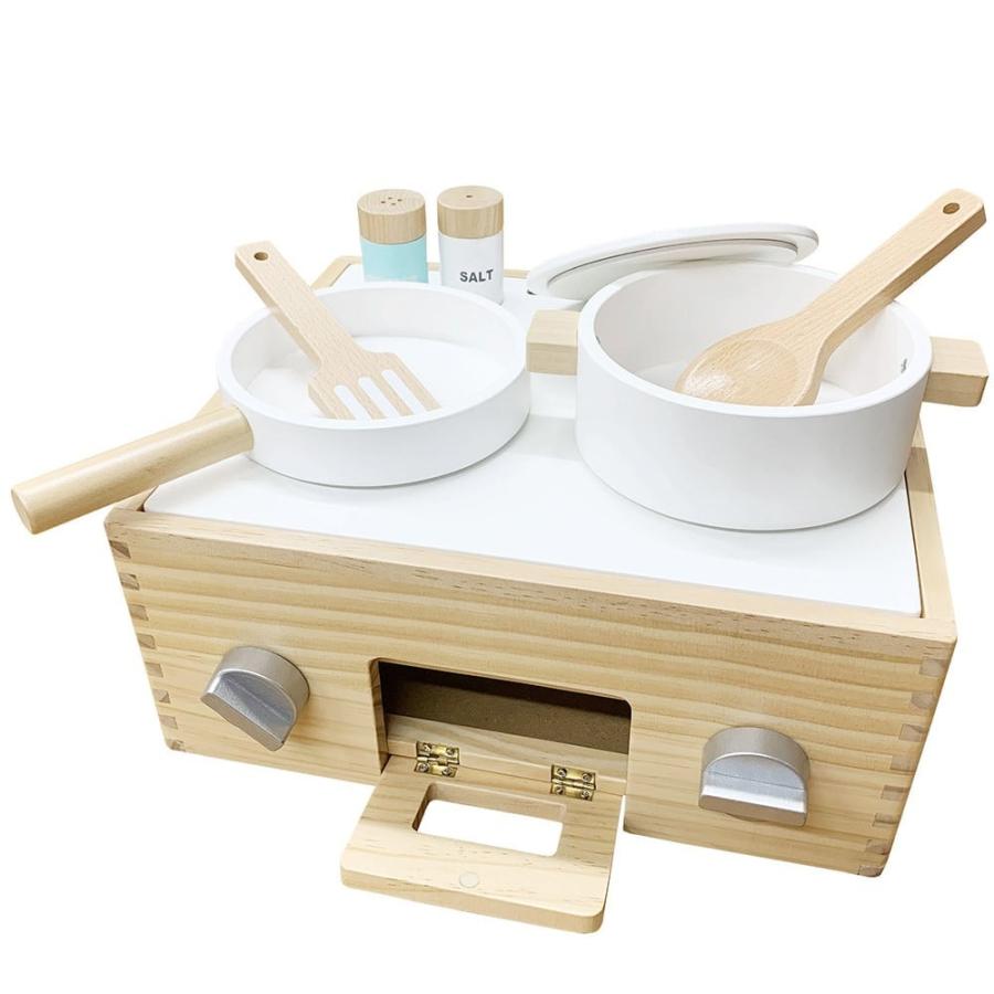 Sweet Little Chef 木製 おままごと 鍋＆フライパン キッチン コンロ 